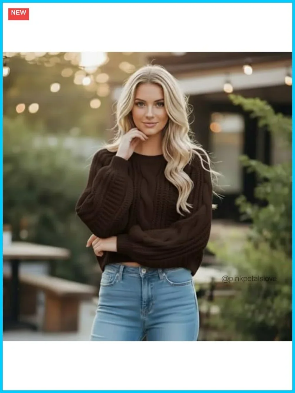 Cropped Cable Knit Sweater Long Sleeve Pullover Casual Fall Winter Top